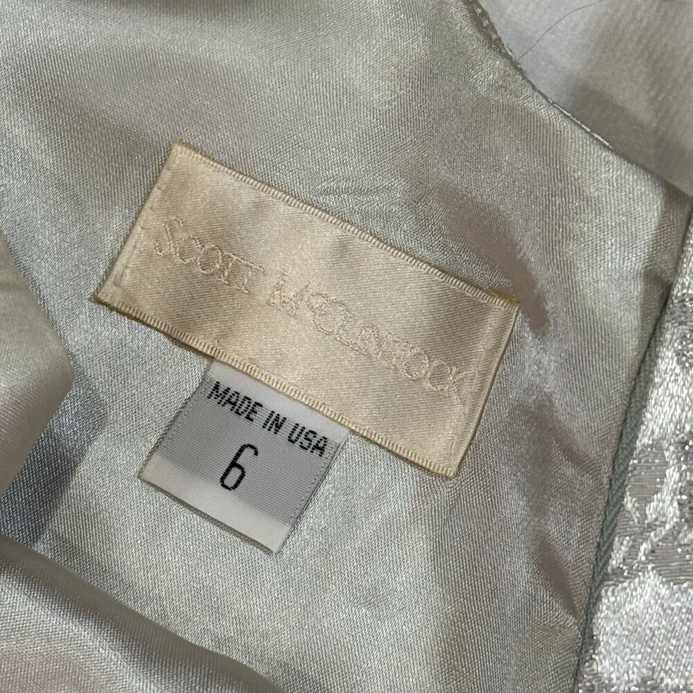Vintage Scott McClintock Metallic Silver A-line Ball Gown Floral Brocade Size 6 - Picture 6 of 8